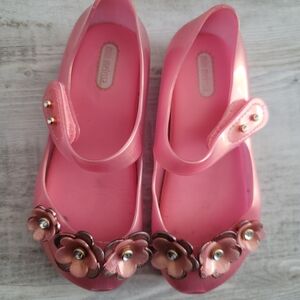 Mini Melissa Pink Floral Jelly Mary Janes Size 11